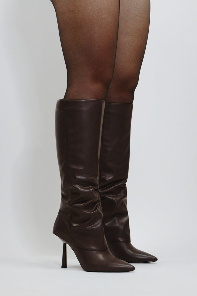 Megan - Stivale marrone con tacco geometrico