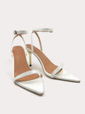 Kourtney - White pumps with golden stiletto heel - IQUONIQUE