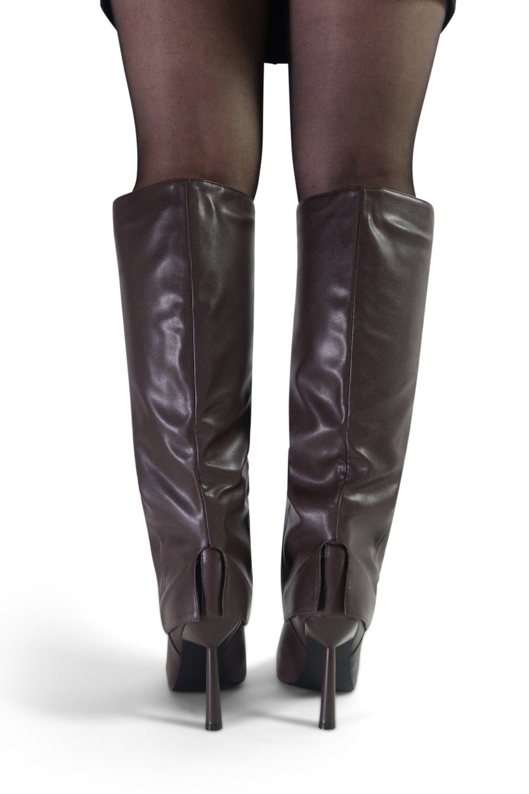 Megan - Brown boot with geometric heel