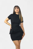 Black mini dress with pockets