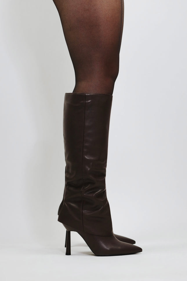 Megan - Stivale marrone con tacco geometrico