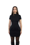 Black mini dress with pockets