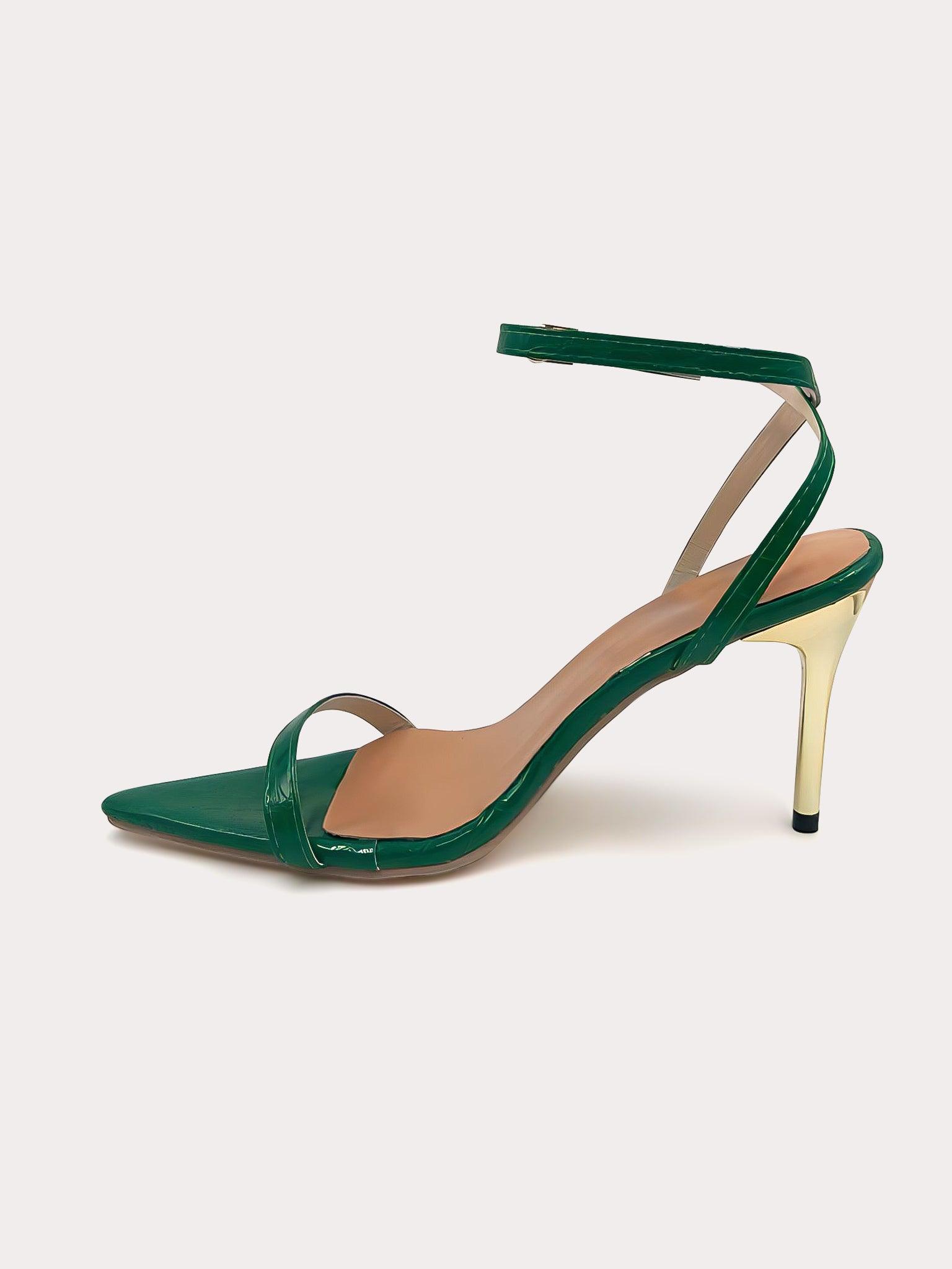 Kourtney - Green pumps with golden stiletto heel - IQUONIQUE