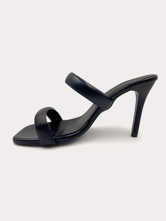 Margot - Black sandal with double band - IQUONIQUE