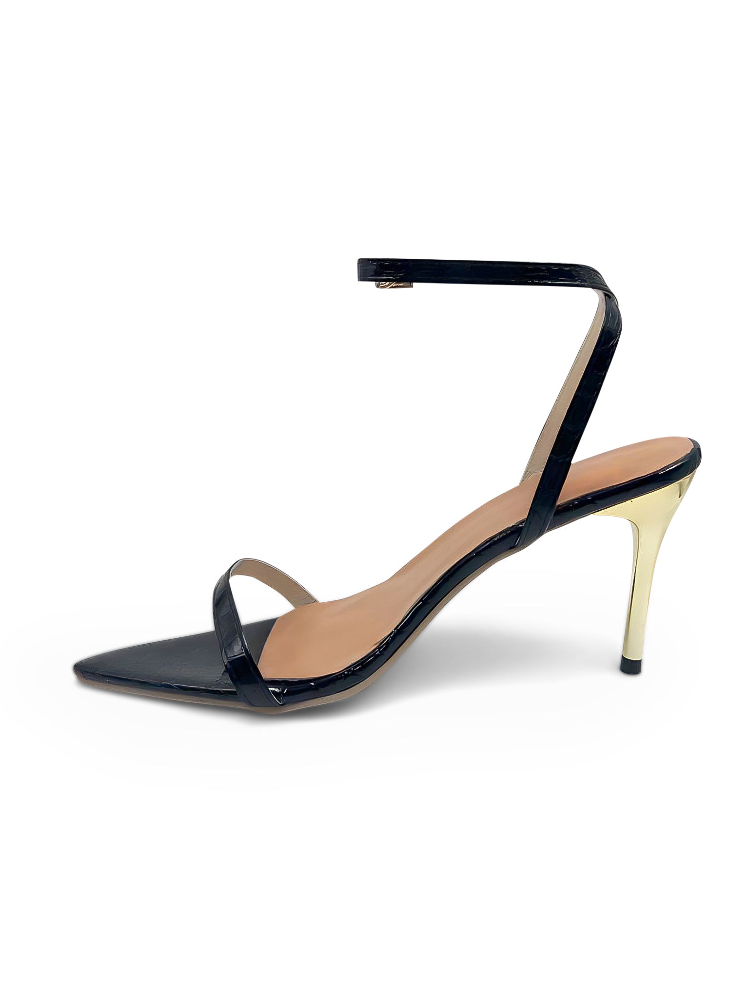 Kourtney - Black pump with golden stiletto heel