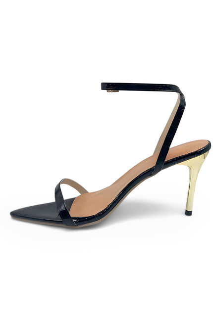 Kourtney - Décolleté nero con tacco a spillo dorato
