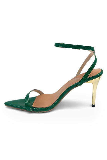 Kourtney - Décolleté verde con tacco a spillo dorato