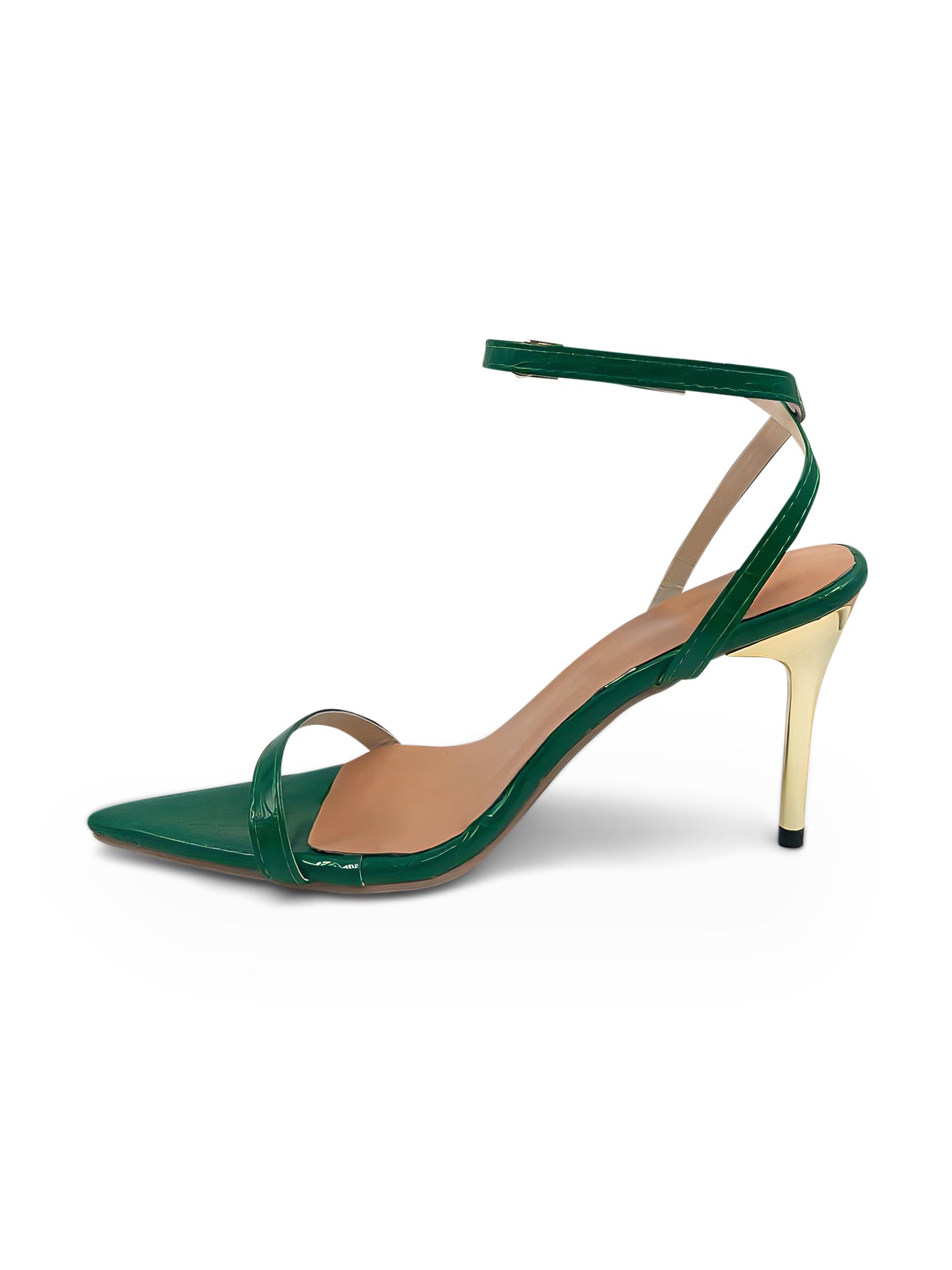 Kourtney - Green pumps with golden stiletto heel