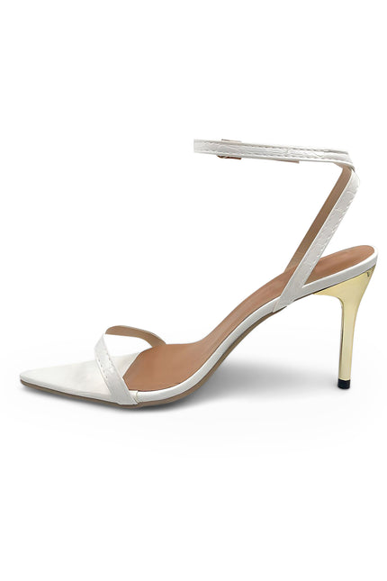 Kourtney - Décolleté bianco con tacco a spillo dorato