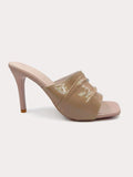 Ava - Nude patent leather sandal with folds - IQUONIQUE