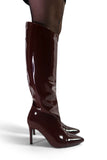 Alyssa - Shiny brown boot with stiletto heel