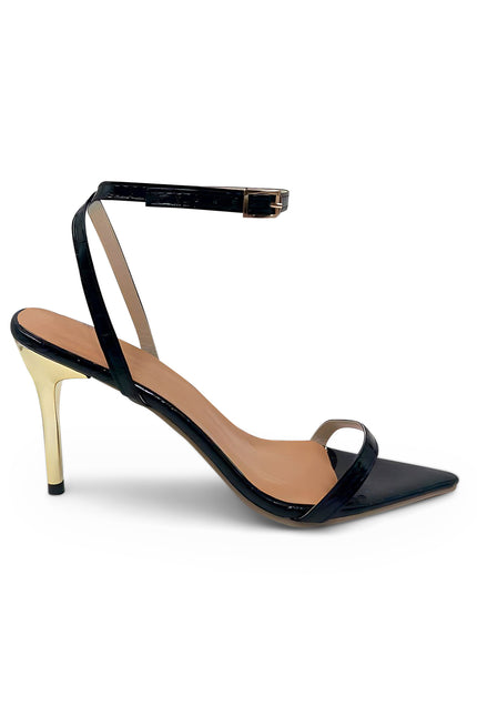 Kourtney - Décolleté nero con tacco a spillo dorato