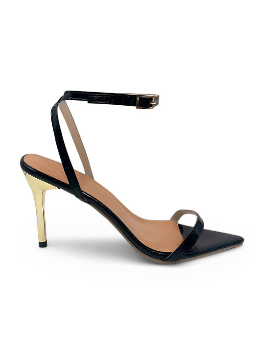 Kourtney - Black pump with golden stiletto heel