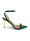 Kourtney - Green pumps with golden stiletto heel