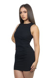 Black Mini Dress With Side Ruching