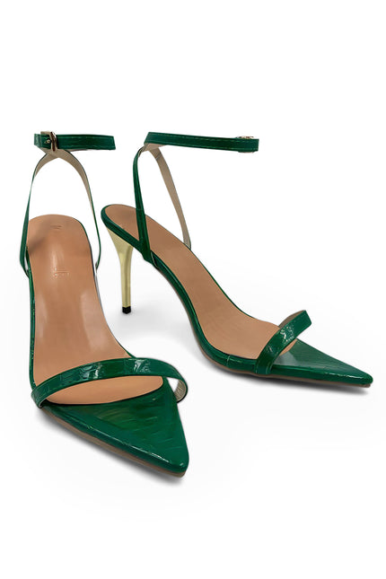 Kourtney - Décolleté verde con tacco a spillo dorato