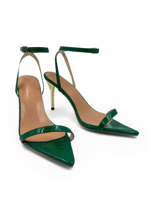 Kourtney - Green pumps with golden stiletto heel